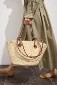Aluna Tote Hasır Çanta Bej - 3