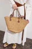 Aluna Tote Hasır Çanta Camel - 1
