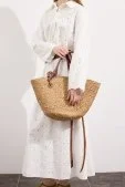 Aluna Tote Hasır Çanta Camel - 5