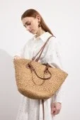 Aluna Tote Hasır Çanta Camel - 6