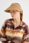 Bantlı Hasır Vizör Şapka Camel Camel