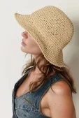 Basic Örgü Bucket Hasır Şapka Bej - 1