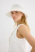 Basic Örgü Bucket Hasır Şapka Beyaz Beyaz
