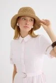 Basic Örgü Bucket Hasır Şapka Camel Camel