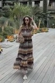Batik Desen Fırfırlı Etek Kahve - 1