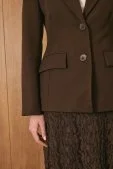 Belden Oturtmalı Premium Blazer Ceket Acı Kahve - 3