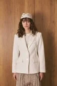 Belden Oturtmalı Premium Blazer Ceket Beyaz - 3