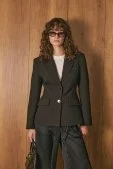 Belden Oturtmalı Premium Blazer Ceket Siyah - 2