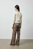 Beli Lastikli Leopar Pantolon Kahve - 5