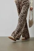 Beli Lastikli Leopar Pantolon Kahve - 4