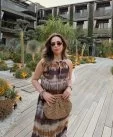 Boncuklu Batik Desen Bluz Kahve - 2
