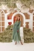 Clara Organze Abiye Elbise Buket Yeşili Buket Yeşili
