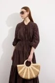 Coco Shell Hasır Çanta Camel - 2