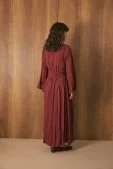 Crush Bel Detaylı Premium Elbise Bordo - 5