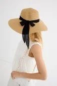 Fularlı Hasır Şapka Camel Camel