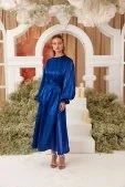Glory Işıltılı Abiye Elbise Saks Mavisi - 4
