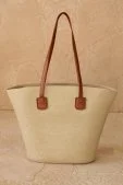 Hasır Tote Çanta Bej - 4