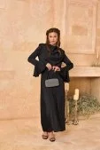 Helen Volanlı Saten Abiye Elbise Siyah - 1
