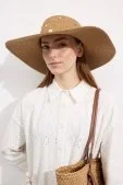 İncili Hasır Şapka Camel - 5