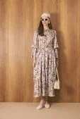 Katlı Bohem Elbise Vanilya - 1