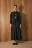 Kyle Poplin Elbise Siyah - 4