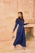 Lady Taşlı Elbise Saks Mavisi - 3