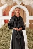 Milena Işıltılı Saten Abiye Elbise Siyah - 2