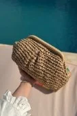 Mira Örgü Hasır Çanta Camel Camel
