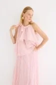 Omuzdan Bağlamalı Princess Bluz Soft Pembe Soft Pembe