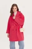 Oversize Kısa Kaşe Kaban Fuşya - 35