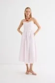 Pileli Askılı Elbise Soft Pembe Soft Pembe