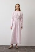 Pileli Kaplama Kemerli Elbise Soft Pembe - 9