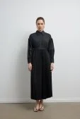 Pilili Poplin Elbise Siyah - 2