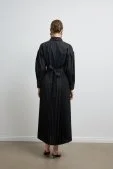 Pilili Poplin Elbise Siyah - 5