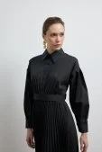 Pilili Poplin Elbise Siyah - 3