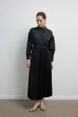 Pilili Poplin Elbise Siyah - 4