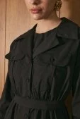 Poplin Trenç Elbise Siyah - 2