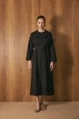 Poplin Trenç Elbise Siyah - 1