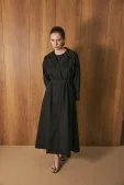 Poplin Trenç Elbise Siyah - 4