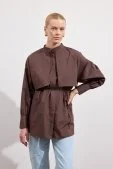 Poplin Trenç Gömlek Acı Kahve - 1