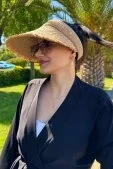 Püsküllü Hasır Vizör Şapka Nude - 1