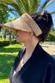 Püsküllü Hasır Vizör Şapka Nude - 2