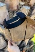 Püsküllü Hasır Vizör Şapka Siyah - 5