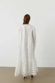 Şeritli Shine Dress Beyaz - 6