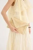 Sole Hasır Clutch Çanta Bej Bej