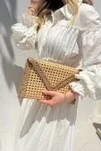 Sole Hasır Clutch Çanta Nude Nude