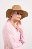 Taşlı Hasır Şapka Camel - 1