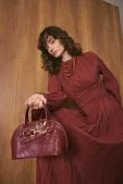 Vintage Baget Çanta Bordo - 1