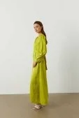 Yaka Detaylı Jakar Elbise Olive Yeşil - 5