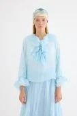 Yakası Fırfırlı Bluz Soft Mavi Soft Mavi